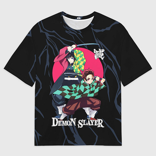 Мужская футболка оверсайз Гию Томиока и Танджиро Камадо / 3D-принт – фото 1