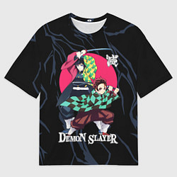 Футболка оверсайз мужская Гию Томиока и Танджиро Камадо, цвет: 3D-принт