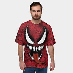 Футболка оверсайз мужская Веном красный и черный симбиот, цвет: 3D-принт — фото 2