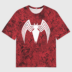 Футболка оверсайз мужская Знак венома на красном, цвет: 3D-принт