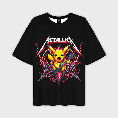 Мужская футболка оверсайз Metallica - cool Pikachu / 3D-принт – фото 1