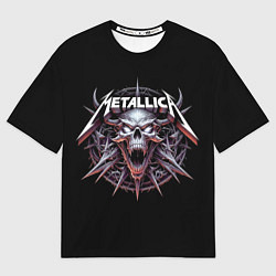 Мужская футболка оверсайз Metallica - cool skull with horns