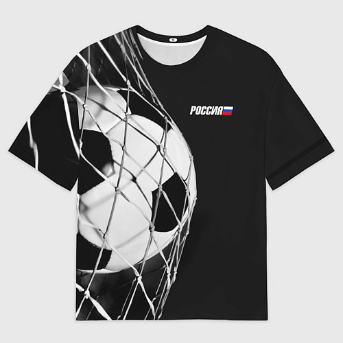 Мужская футболка оверсайз Футбольный мяч в сетке ворот / 3D-принт – фото 1