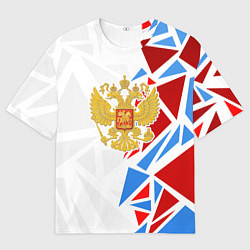 Мужская футболка оверсайз Герб России - фрагментация цветов