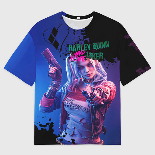 Мужская футболка оверсайз Харли и Джокер love / 3D-принт – фото 1