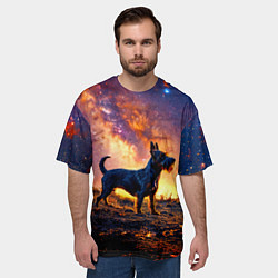 Футболка оверсайз мужская Скотч-терьер в космосе, цвет: 3D-принт — фото 2