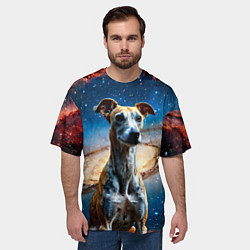 Футболка оверсайз мужская Уиппет в космосе, цвет: 3D-принт — фото 2
