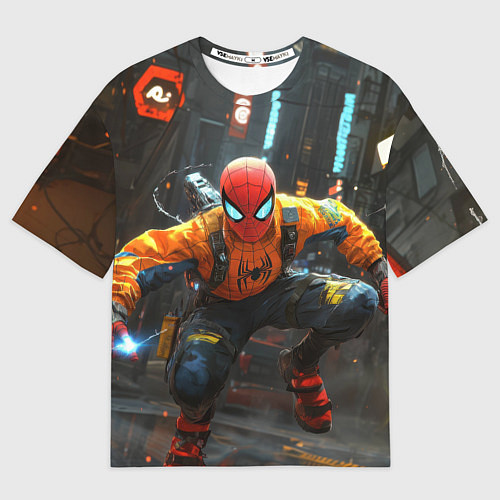 Мужская футболка оверсайз Человек паук бежит / 3D-принт – фото 1