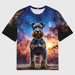 Мужская футболка оверсайз Ризеншнауцер в космосе