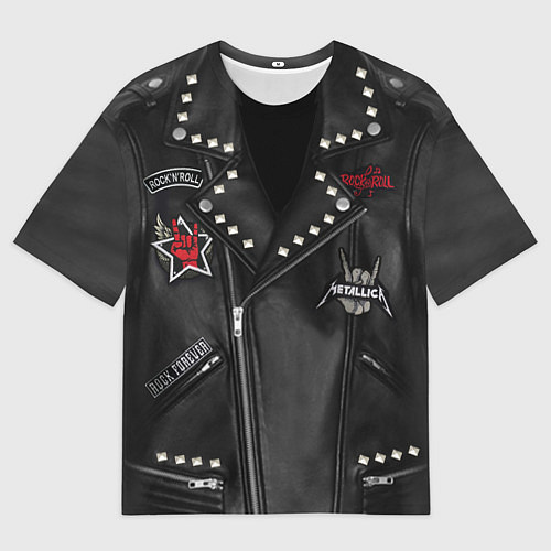 Мужская футболка оверсайз Косуха с нашивками Metallica / 3D-принт – фото 1