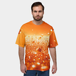 Футболка оверсайз мужская Оранжевые блестящие частицы текстура, цвет: 3D-принт — фото 2