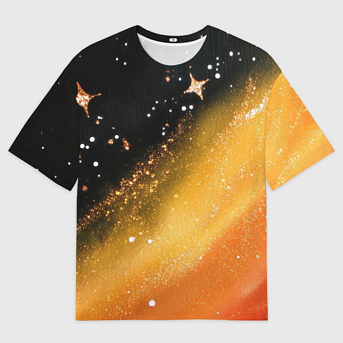 Мужская футболка оверсайз Черно-оранжевая блестящая текстура / 3D-принт – фото 1