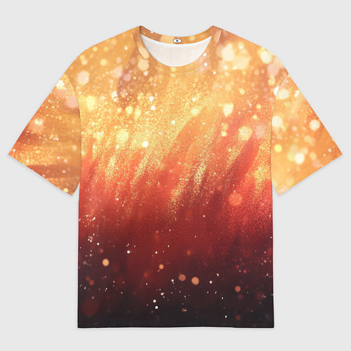 Мужская футболка оверсайз Желто-красная текстура блестящая / 3D-принт – фото 1