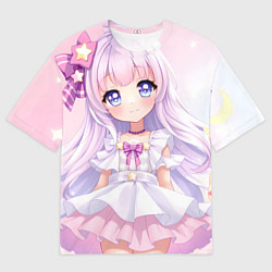 Мужская футболка оверсайз Аниме в светлых оттенках