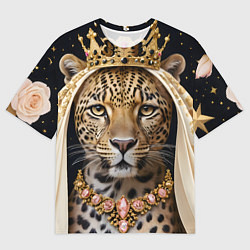 Мужская футболка оверсайз Леопард с короной