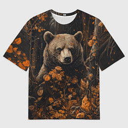 Футболка оверсайз мужская Медведь в лесной чаще, цвет: 3D-принт