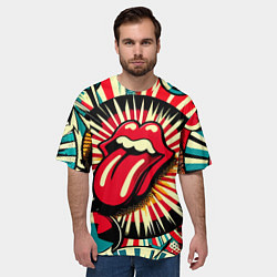 Футболка оверсайз мужская Logo of the Rolling Stones - pop art, цвет: 3D-принт — фото 2