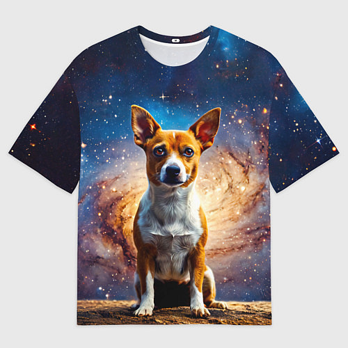 Мужская футболка оверсайз Басенджи в космосе / 3D-принт – фото 1