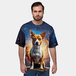 Футболка оверсайз мужская Басенджи в космосе, цвет: 3D-принт — фото 2