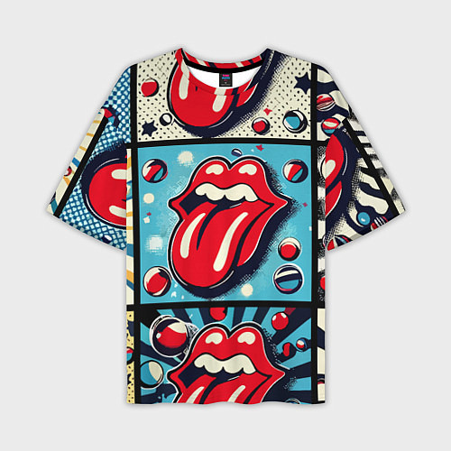 Мужская футболка оверсайз Rolling Stones logo - pop art / 3D-принт – фото 1