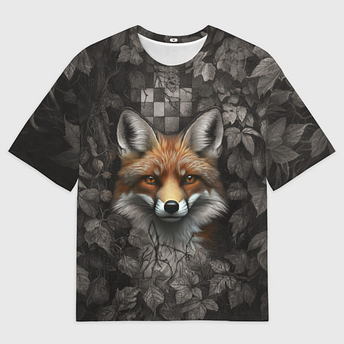 Мужская футболка оверсайз Внимательный лис / 3D-принт – фото 1