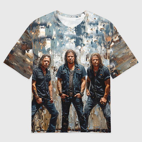 Мужская футболка оверсайз Metallica масляной краской / 3D-принт – фото 1