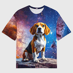 Футболка оверсайз мужская Бигль в космосе, цвет: 3D-принт