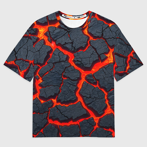 Мужская футболка оверсайз Текущая в породе лава / 3D-принт – фото 1