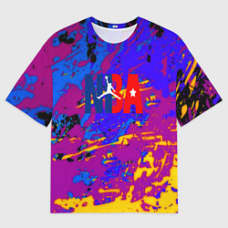 Мужская футболка оверсайз NBA краски неон