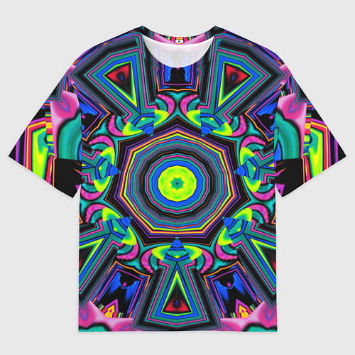 Мужская футболка оверсайз Оптический узор неоновые краски / 3D-принт – фото 1
