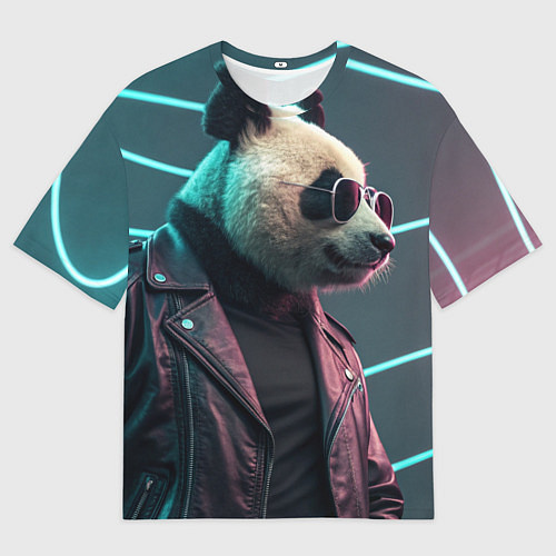 Мужская футболка оверсайз Cyberpunk panda / 3D-принт – фото 1