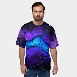 Футболка оверсайз мужская Синяя звездная полоса в плите текстура, цвет: 3D-принт — фото 2