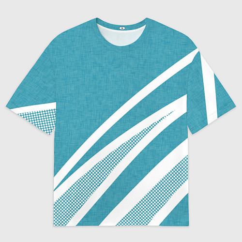 Мужская футболка оверсайз Бело-голубой абстракция с полосами / 3D-принт – фото 1