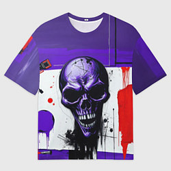 Мужская футболка оверсайз Пурпурный зловещий череп