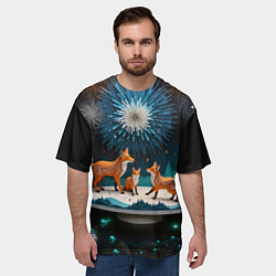 Футболка оверсайз мужская Семья из трех лисиц, цвет: 3D-принт — фото 2