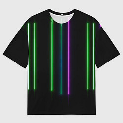 Футболка оверсайз мужская Neon stripes, цвет: 3D-принт