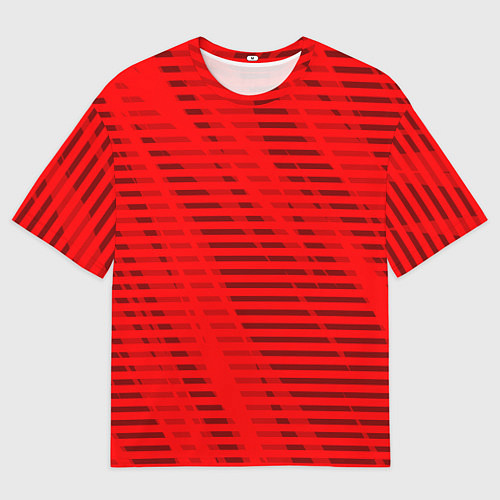 Мужская футболка оверсайз Красный полосатый / 3D-принт – фото 1