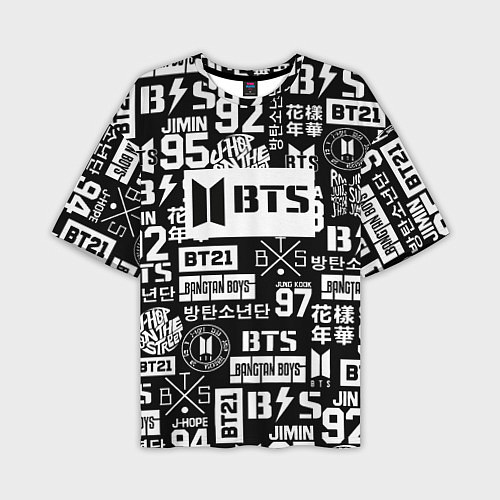 Мужская футболка оверсайз Bangtan Boys pattern black / 3D-принт – фото 1