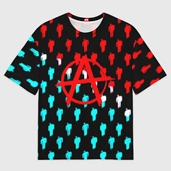 Мужская футболка оверсайз Анархия человечки паттерн