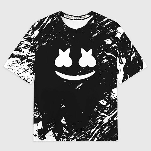 Мужская футболка оверсайз Marshmello брызги красок / 3D-принт – фото 1