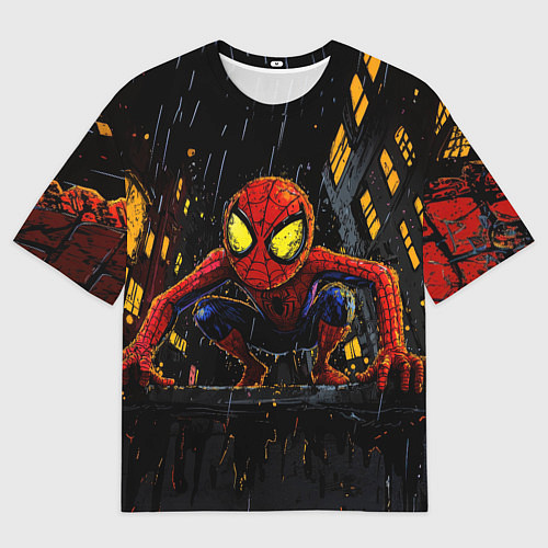 Мужская футболка оверсайз Маленький человек-паук с желтыми глазами / 3D-принт – фото 1