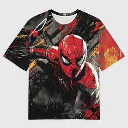 Мужская футболка оверсайз Человек-паук и красная краска