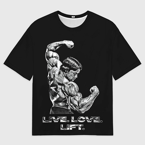 Мужская футболка оверсайз Арнольд - живи люби расти / 3D-принт – фото 1