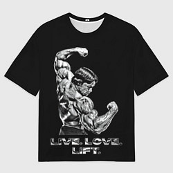 Футболка оверсайз мужская Арнольд - живи люби расти, цвет: 3D-принт