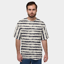 Футболка оверсайз мужская Тёмные полосы на светлом, цвет: 3D-принт — фото 2