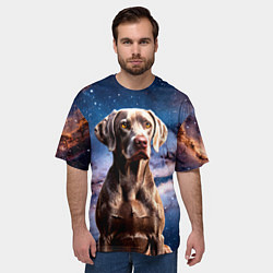 Футболка оверсайз мужская Веймаранер в космосе, цвет: 3D-принт — фото 2