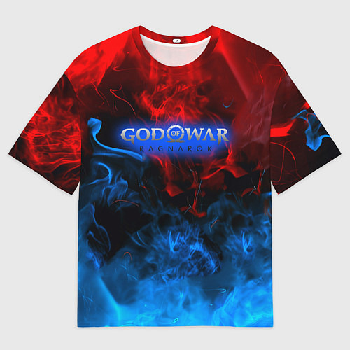 Мужская футболка оверсайз God of War битва огня / 3D-принт – фото 1