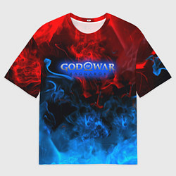 Футболка оверсайз мужская God of War битва огня, цвет: 3D-принт