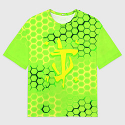 Футболка оверсайз мужская Doom кислотные соты лого, цвет: 3D-принт