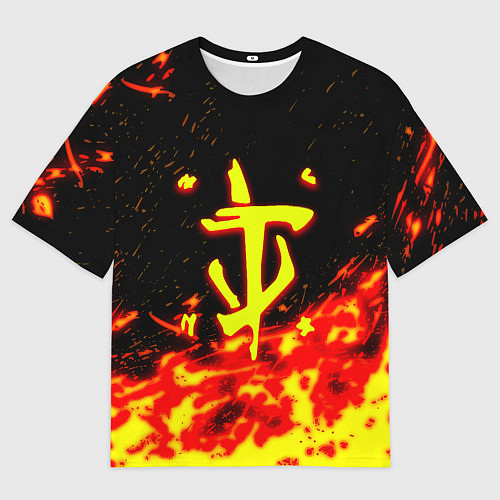 Мужская футболка оверсайз Doom огненное лого / 3D-принт – фото 1